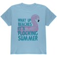 thumbnail image 1 of Flamingo What Up Beaches It's Flocking Summer Funny Pun Youth T Shirt Light Pink YSM, 1 of 1