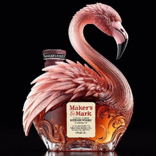Flamingo Whiskey Bottle - 320 milliliters, a creative animal-shaped glass spirit bottle, a home bar decoration wine gift box designed with a unique flamingo theme