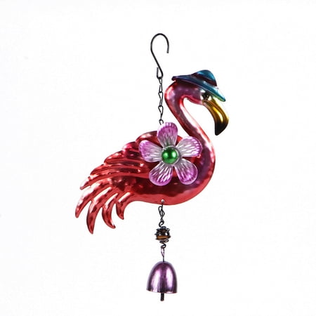 Flamingo Wind Chime Animal Wind Chime Creative Bell Furniture Home Decoration (with Blue Hat)