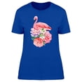 thumbnail image 1 of Flamingo With Bouquet Of Roses T-Shirt Women -Image by Shutterstock, Female Medium, 1 of 2