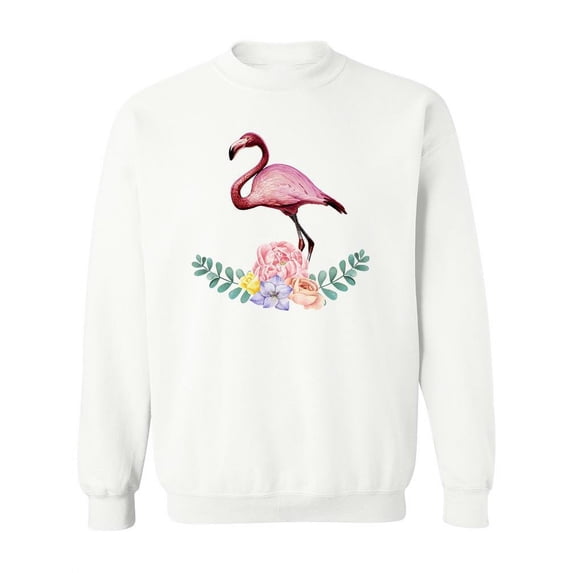Flamingo With Flowers Sweatshirt Women -SPIdeals Designs, Female 3X-Large