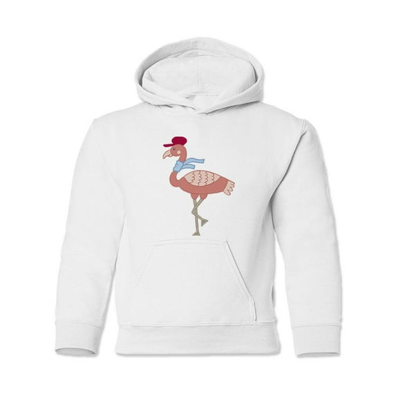 Flamingo With Hat And Scarf Hoodie Juniors -Image by Shutterstock, Small