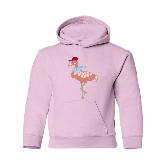 Flamingo With Hat And Scarf Hoodie Juniors -Image by Shutterstock,  x-Large