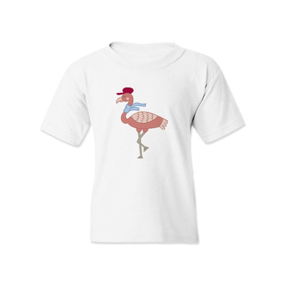 Flamingo With Hat And Scarf T-Shirt Juniors -Image by Shutterstock, Large