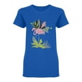thumbnail image 1 of Flamingo With Palm Leaves Shaped T-Shirt Women -Image by Shutterstock, Female Large, 1 of 2