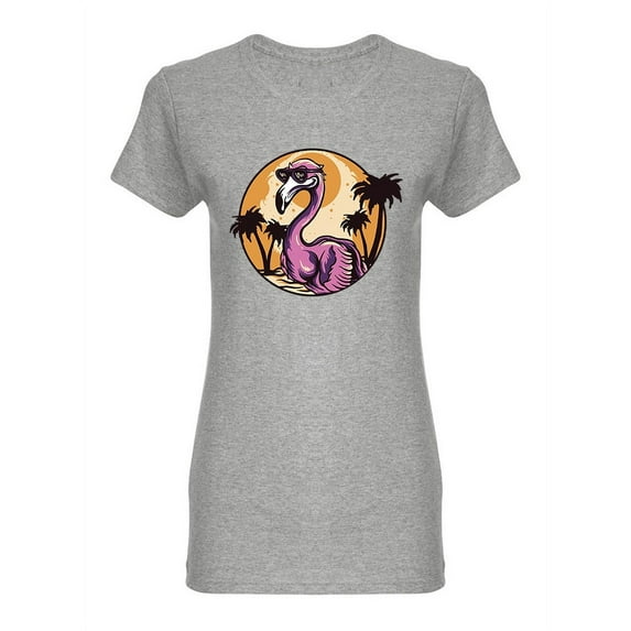 Flamingo With Summer Style Shaped T-Shirt Women -Image by Shutterstock, Female XX-Large
