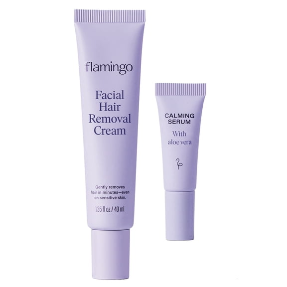 Flamingo Women's Facial Hair Removal Cream with Calming Serum, 1.35 fl oz Tube