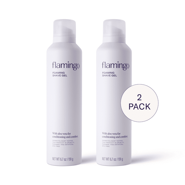 Flamingo Women's Foaming Shave Gel with Aloe Vera, 6.7 oz, 2 Count