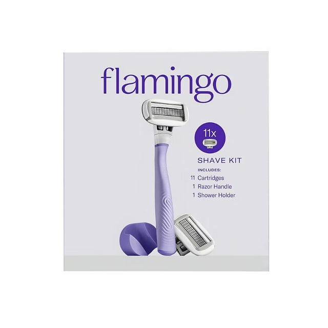 Flamingo Women's Razor Shaving Kit, 1 Handle, 11 Razor Blade Refills, 1