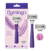 Flamingo Women's Razor Shaving Set with Razor Handle and 5-Blade Razor Cartridges, Electric Orchid, 4 Piece