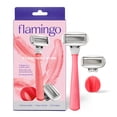 thumbnail interactive-video image 1 of Flamingo Women's Razor Shaving Set with Razor Handle and 5-Blade Razor Cartridges, Pink, 4 Piece, 1 of 11