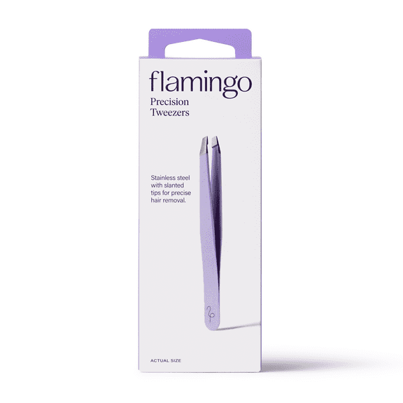 Flamingo Women's Slant Tip Tweezers for Hair Removal, Stainless Steel, Lilac