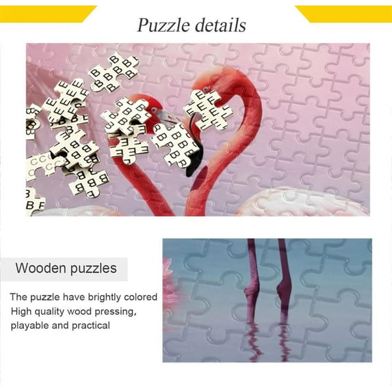 Flamingo Wooden Jigsaw Puzzles, Intellectual Entertainment Educational Puzzles Fun Family Game Creative Gift for Friends Parents Grandparents, 1000 Pieces
