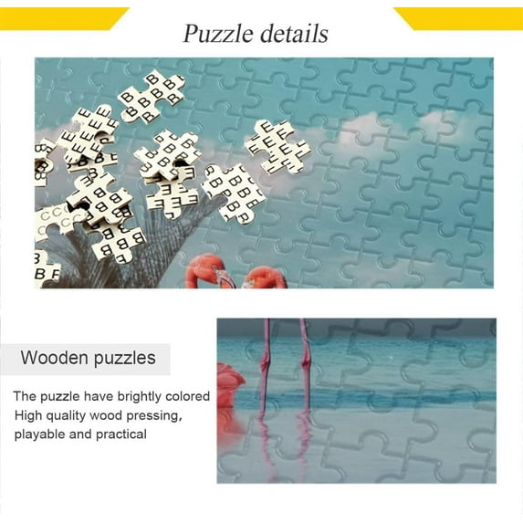 Flamingo Wooden Jigsaw Puzzles, Intellectual Entertainment Educational Puzzles Fun Family Game Creative Gift for Friends Parents Grandparents, 500 Pieces