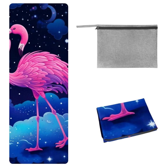 Flamingo Yoga Mat Towel with Storage Bag, 72.8"x26.8", Ideal for Yoga, Pilates, Fitness - Yoga Blankets,Gym Towel