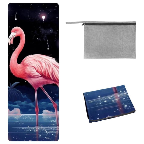 Flamingo Yoga Towel with Storage Bag, 72.8"x26.8", Suitable for Yoga, Pilates, Fitness, etc. - Yoga Towels, Yoga Blankets, Gym Towels