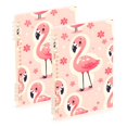 thumbnail image 1 of Flamingo and Flowers Pink Ring Binder Notebook Journey Note Diary College Ruled Spiral Notebook Study Loose Leaf Paper A5 60 Pages, 1 of 8