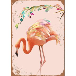 Flamingo and Garland Vintage Retro Rustic Metal Tin Sign Pub Wall Decor Art 8x12 inches