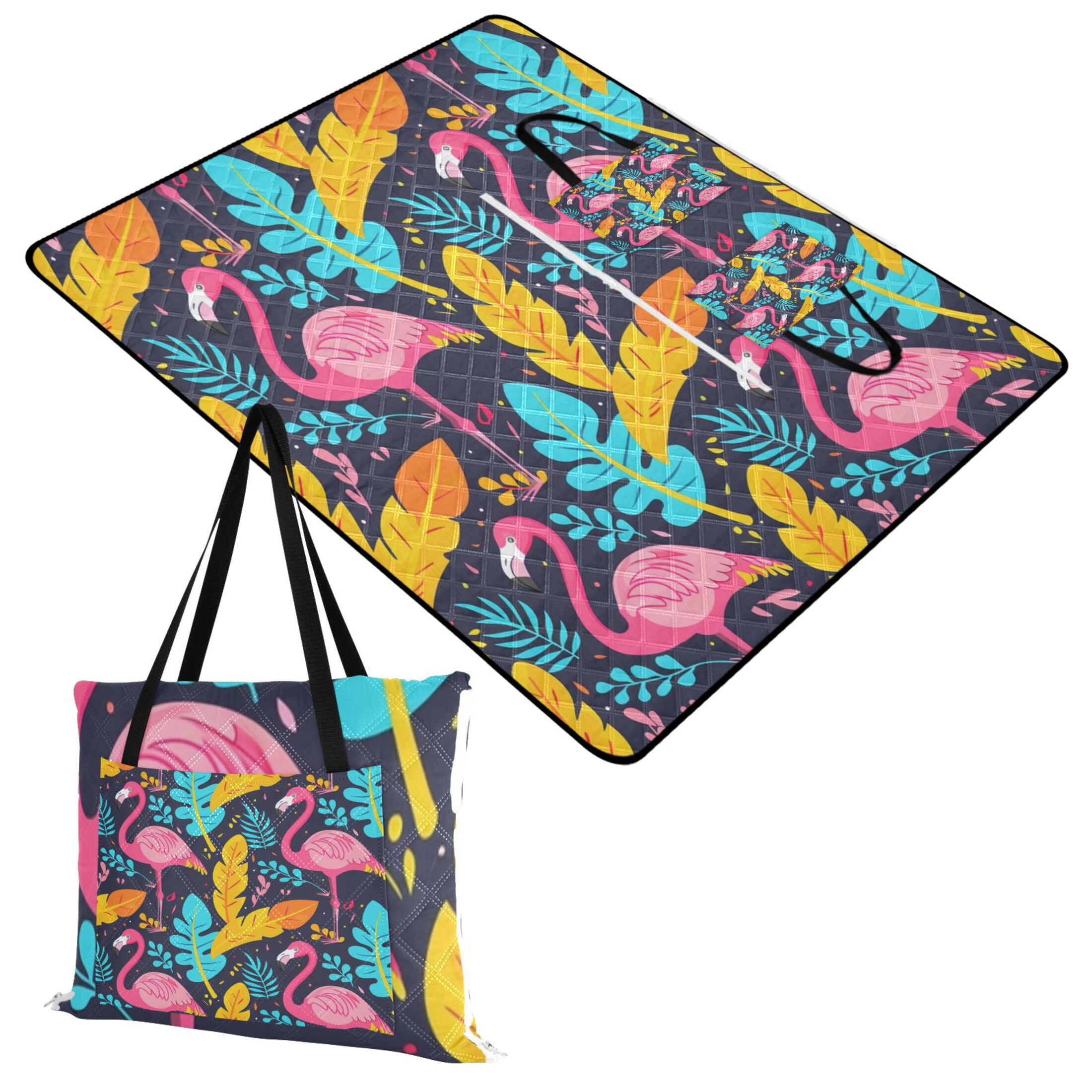 Spefrowx Blue Butterfly Picnic Blanket - 60x80 Inch Boho Floral Outdoor Mat For Beach & Camping