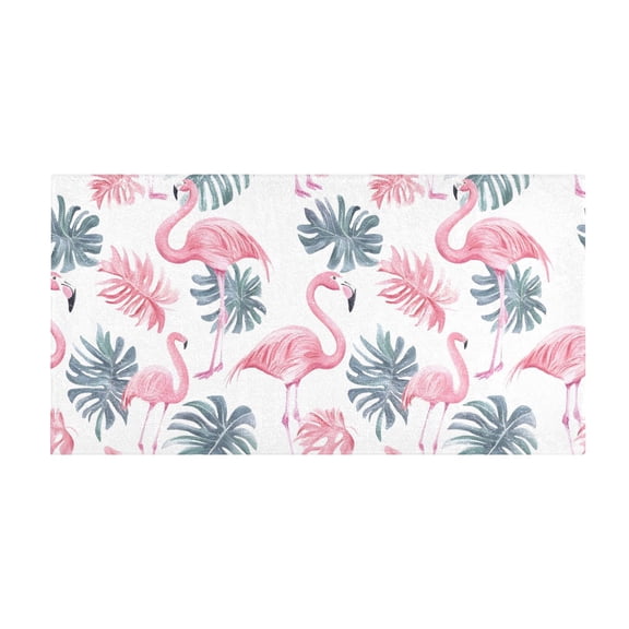 Flamingo and Leaves Pattern Bath Mat 39x20 Inch Soft Absorbent Non-Slip Plush Bathroom Rug for Floor