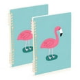 thumbnail image 1 of Flamingo in Blue Ring Binder Notebook Journey Note Diary College Ruled Spiral Notebook Study Loose Leaf Paper A5 60 Pages, 1 of 8