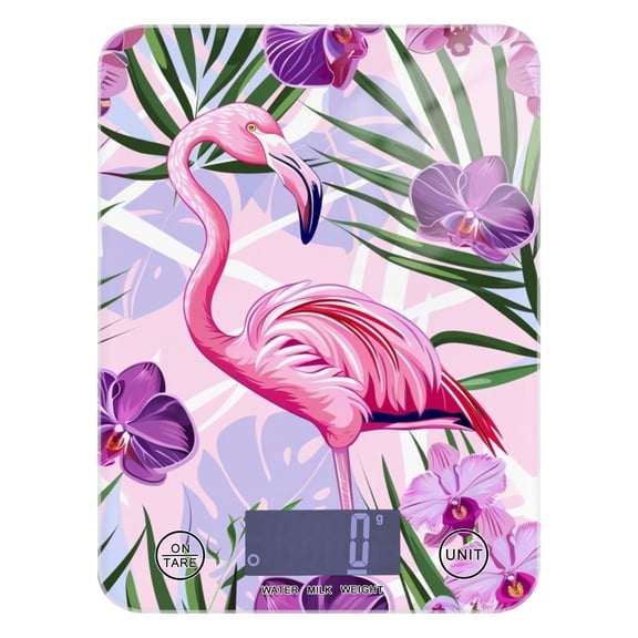 Flamingo in Flowers Floral Food Scale Digital Kitchen Scale Waterproof Tempered Glass Tare Function 11 lb for Baking Cooking Meal Prep