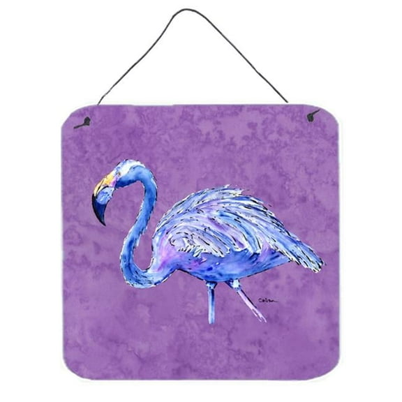 Flamingo on Purple Aluminium Metal Wall or Door Hanging Prints