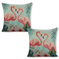 thumbnail image 1 of Flamingo palm leaves Linen toss pillowcase Decoration pillowcase Gift preferred 24x24" Cushion cover 2 set Sofa pillowcase Sofa bedroom living room car, 1 of 8