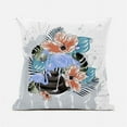 thumbnail image 1 of Flamingo with Flower Indoor/Outdoor Pillow in Gray Blue Orange 20x20, 1 of 5