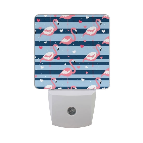 Flamingo with Heart Night Light 2 Pack LED Nightlight Plug into Wall Dusk to Dawn Sensor Soft White