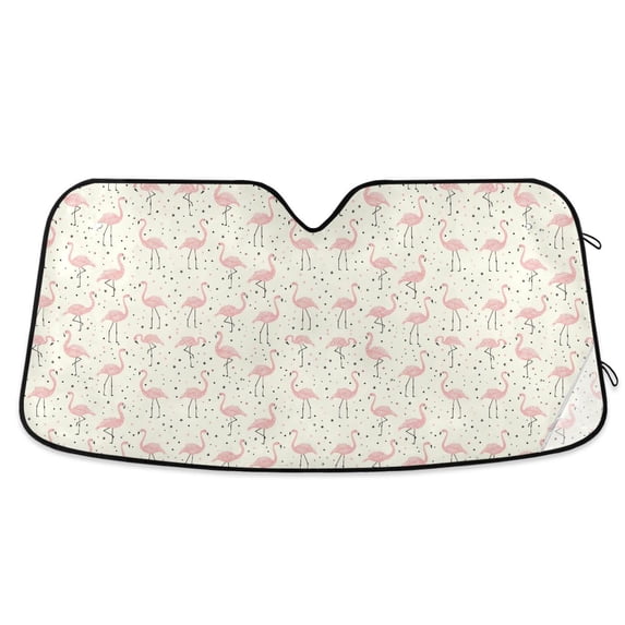 Flamingo with Polka Dots Car Windshield Sun Shade Foldable Car Front Window Visor Heat and UV Protection 55x27.6