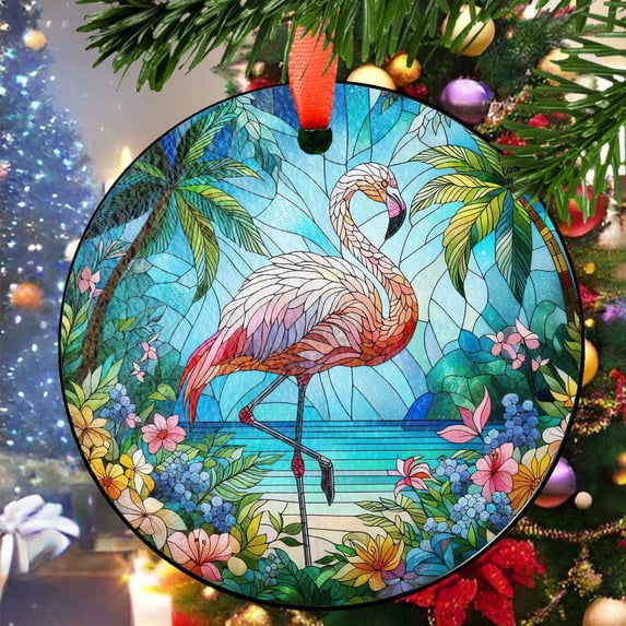 Flamingo2 Ceramic Christmas Ornament, Holiday Gift and Tree Decor ...