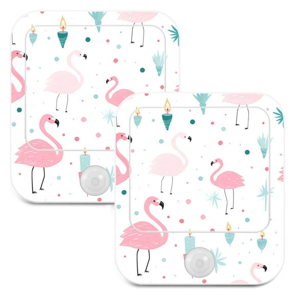 Flamingoes Candle Spots Leaves Night Lights Plug into Wall LED with Auto Light Sensor Warm Light for Kids Hallway Bedroom Living Room Kitchen Bathroom Set of 2
