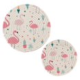 thumbnail image 1 of Flamingoes Candle Spots Leaves Trivet Mats Pot Holders Cotton Woven Non-Slip Heat Resistant for Hot Pots Pans Pats for Cooking Baking Set of 2, 1 of 7