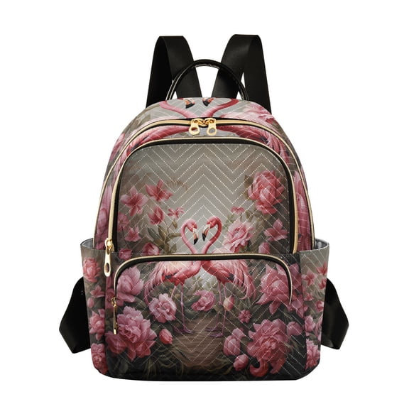Flamingoes Flowers Leaves Floral Travel Laptop Backpack Casual Daypack Lightweight Bookbag Compartment for Business