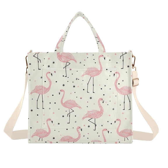 Flamingoes Full Corduroy Tote Bag Handbag Large Messenger Bag Shoulder Crossbody Zipper Bag Purse