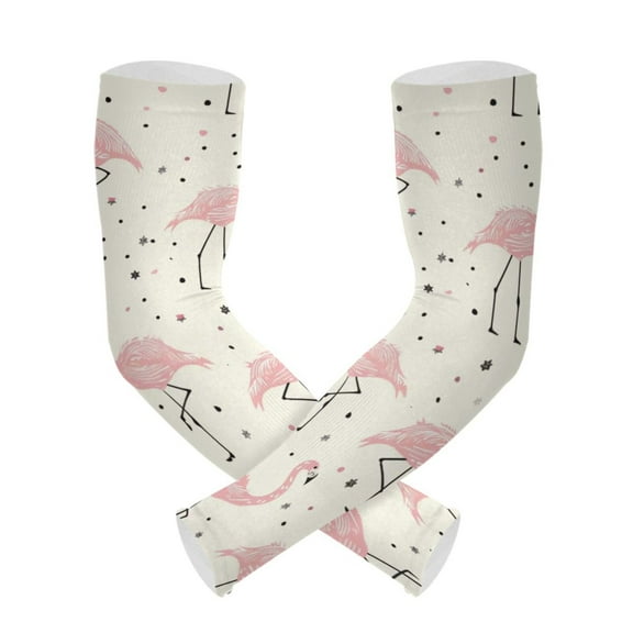 Flamingoes Full Gardening Sleeves UV Sun Protection Cooling Arm Sleeves Anti-Scratch Farmers Sleeves for Women Men