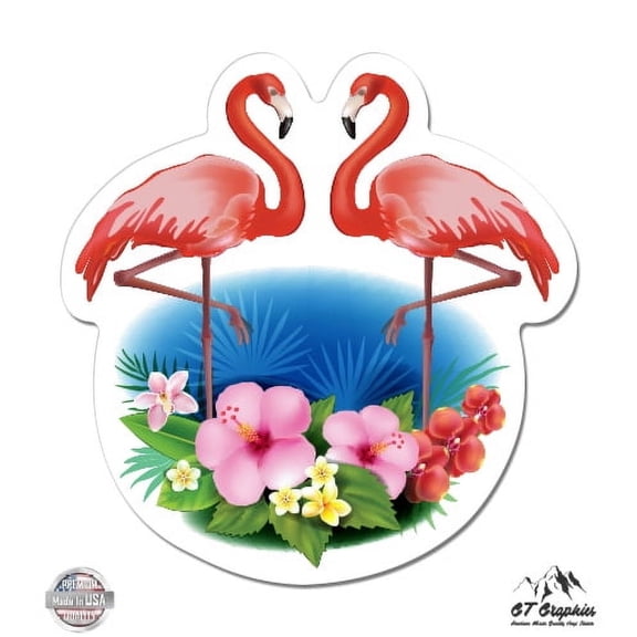 Flamingos - 5" Vinyl Sticker - For Car Laptop I-Pad - Waterproof Decal