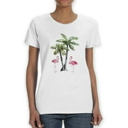 Flamingos And Palm Trees T-Shirt Women -Smartprints Designs, Female XX-Large