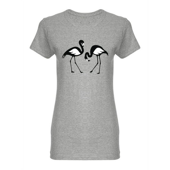 Flamingos Black And White  Shaped T-Shirt Women -Image by Shutterstock, Female Medium