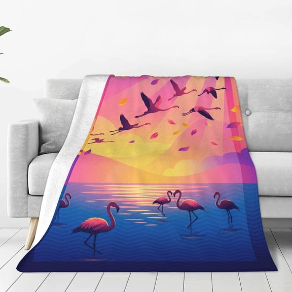 Flamingos Blanket, Ultra Soft Warm Fleece Throw Blanket, Decorative Blanket for Bed, Sofa, Couch, Chair, Car, Bedroom 50x40