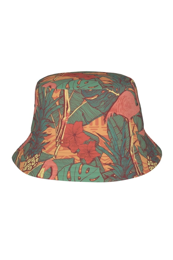 Flamingos Floral Pineapples Unisex Bucket Hat, Upf 50+ Sun Protection, Packable & Foldable Fisherman Hat For Men & Women, Lightweight Uv Sun Hat For Beach, Fishing, Hiking, Camping