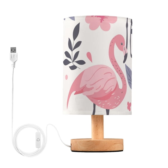 Flamingos Flowers and Leaves Table Lamp with USB Port LED Warm Light Lamp Night Light Home Decor