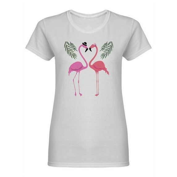 Flamingos In Love Design Shaped T-Shirt Women -Image by Shutterstock, Female Large