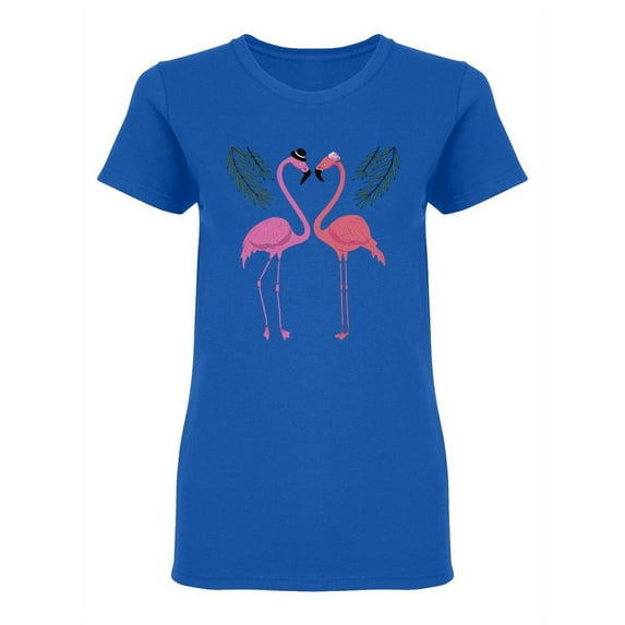 Flamingos In Love Design Shaped T-Shirt Women -Image by Shutterstock, Female Small