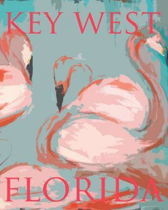 Flamingos Key West Poster Canvas Art - Melissa Lyons (24 x 30)