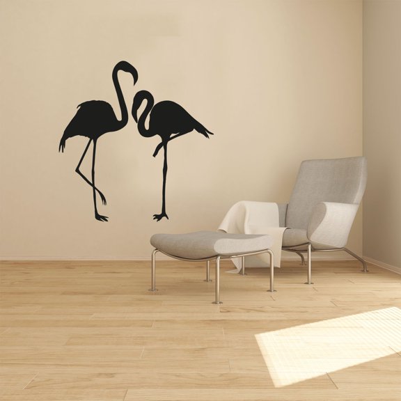 Flamingos Silhouette Greater Flamingos Pair One Leg Stand Vinyl Wall Sticker Wall Art Wall Decal Boys Girls Kids Room Cute Flamingo Pair Design Bedroom Nursery Kinder Home Decoration Size (20x18 inch)