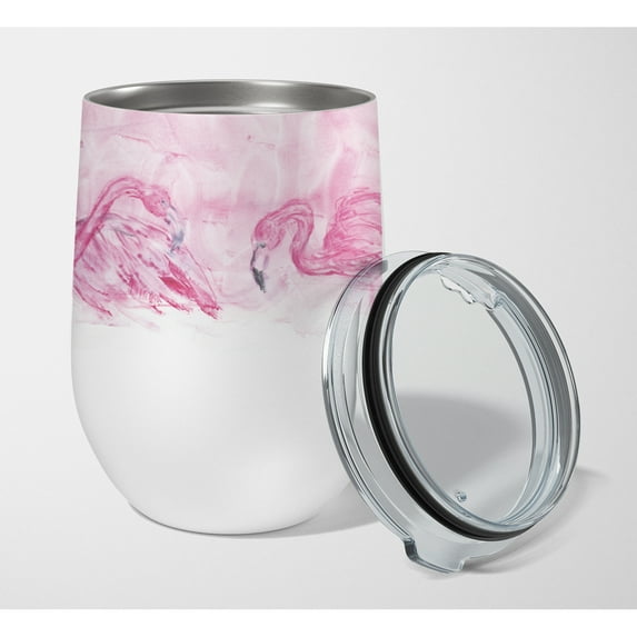 Flamingos Stainless Steel 12 oz Stemless Wine Glass
