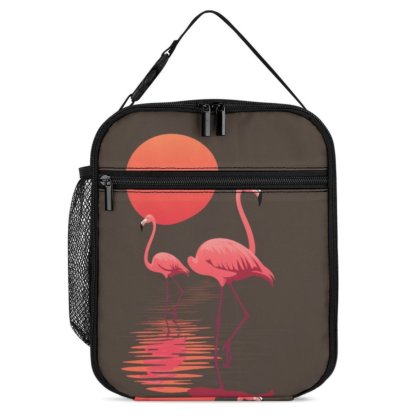 Flamingos Sunset Reflection Lunch Bag Insulated Meal Bag Reusable Lunch ...