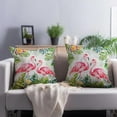 thumbnail image 1 of Flamingos Throw Pillow Cover Set of 2 Tropical Leaves Pillow Cases 16 X 16 Inch Bird Flowers Cushion Covers Soft Cotton Linen Home Decorative Pillowcases Cushion Case for Indoor Outdoor Bedroom, 1 of 6